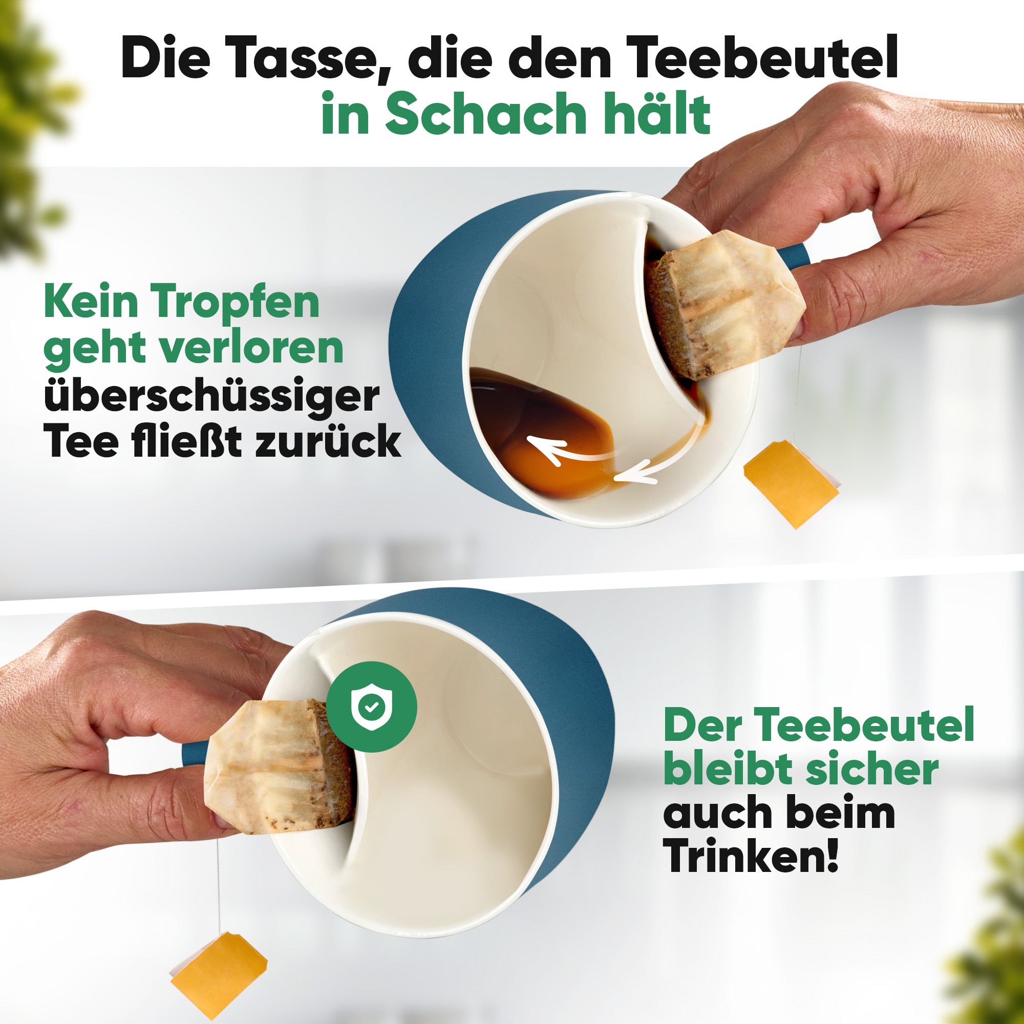 Teetasse mit integriertem Beutelhalter