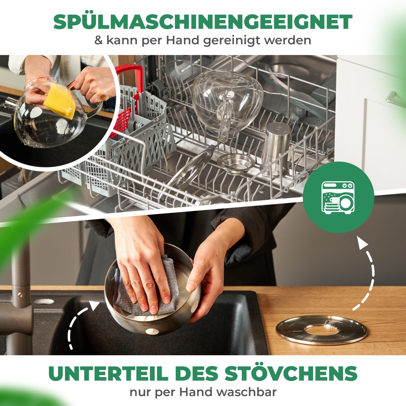 Teekanne aus Glas mit Siebeinsatz