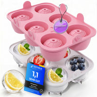 Patentierte Eiskugelform XXL Rosa – Große runde Eiswürfel (4,5 cm) – Softboden für leichtes Lösen ohne Brechen – Für Getränke, Cocktails & Softdrinks – BPA-frei & auslaufsicher