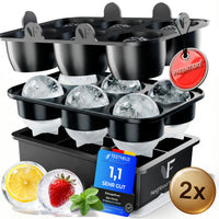 Patentierte Eiskugelform XXL 2er Set – Große runde Eiswürfel (4,5 cm) – Softboden für leichtes Lösen ohne Brechen – Für Getränke, Cocktails & Softdrinks – BPA-frei & auslaufsicher