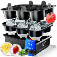 Patentierte Eiskugelform XXL 2er Set – Große runde Eiswürfel (4,5 cm) – Softboden für leichtes Lösen ohne Brechen – Für Getränke, Cocktails & Softdrinks – BPA-frei & auslaufsicher